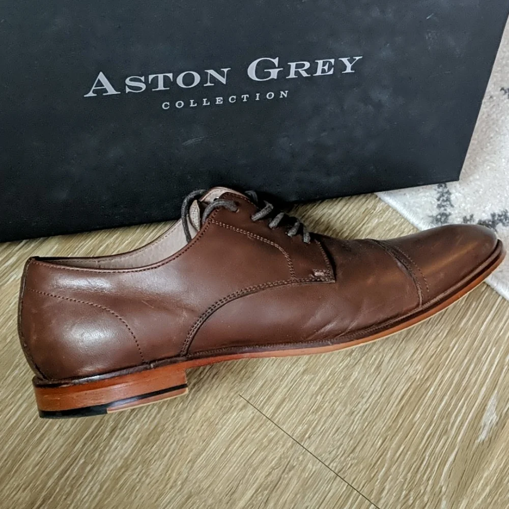 Men’s Aston Grey Leather Dress Shoes